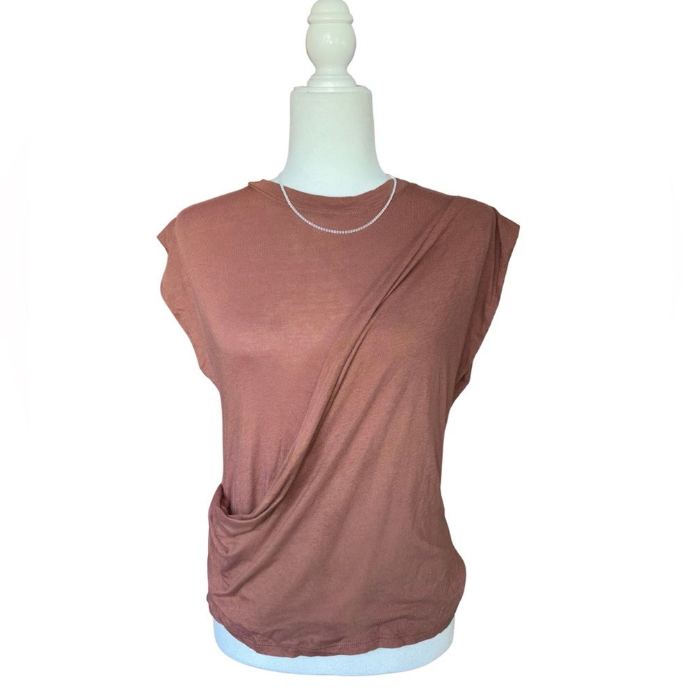 a new day Brown Draped Front Sleeveless Casual or Work Top Size S and M NWT